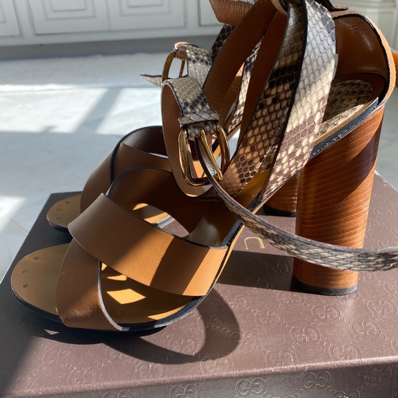 Gucci Python Ankle Wrap Heel Sandal - Picture 10 of 16